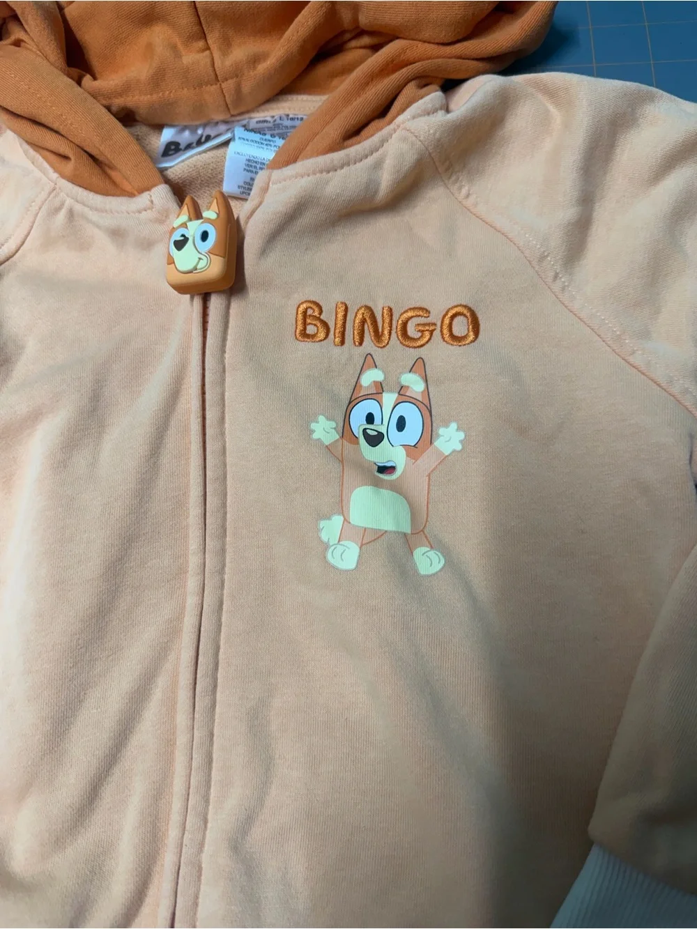 Bingo Kids Peach Hoodie Jacket with Character Hood girl L 10/12